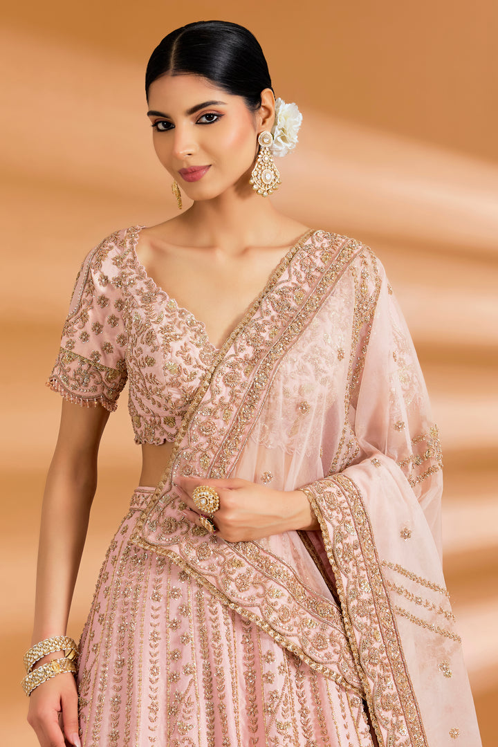 Blush Pink Bridal Couture Lehenga Set - BLUSH PINK - Lehengas - image 5