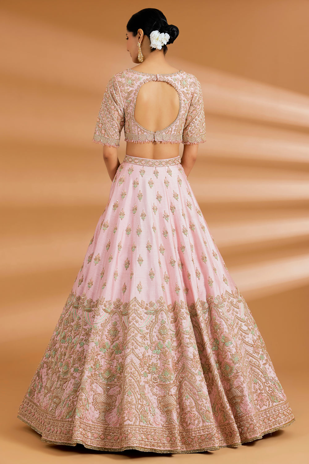 Blush Pink Bridal Couture Lehenga Set