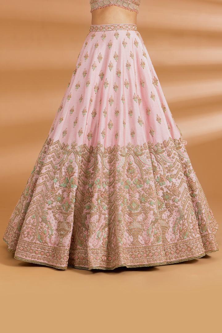 Blush Pink Bridal Couture Lehenga Set - BLUSH PINK - Lehengas - image 3
