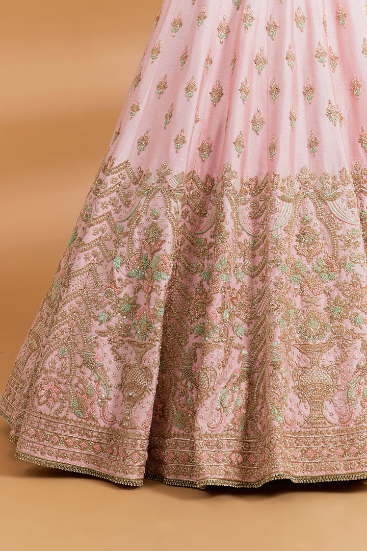 Blush Pink Bridal Couture Lehenga Set - BLUSH PINK - Lehengas - image 4