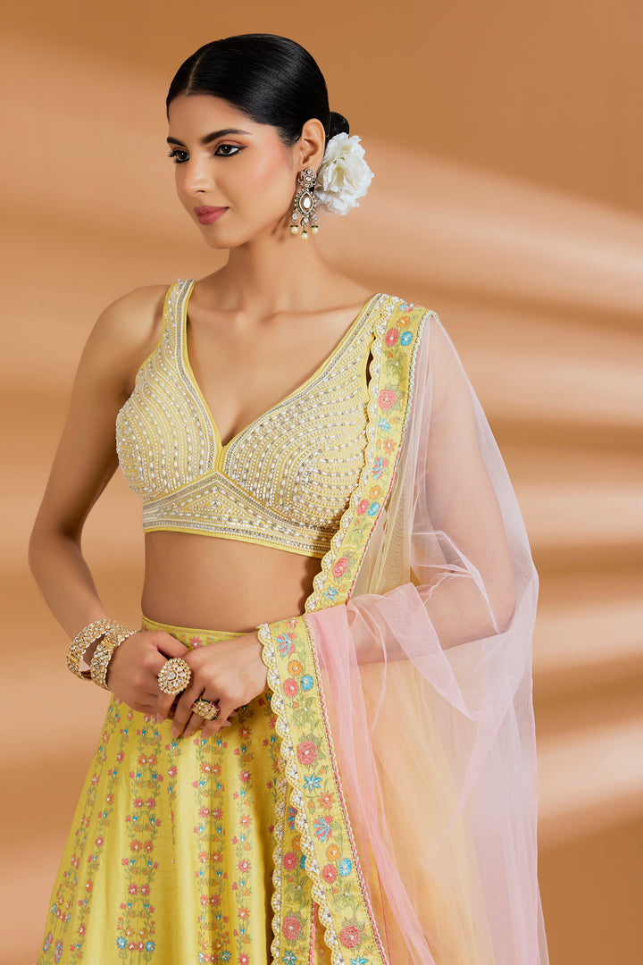 Butter Yellow Couture Lehenga Set - BUTTER YELLOW - Lehengas - image 5
