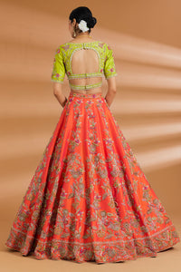 Multicolored Couture Lehenga Set - ORANGE - Lehengas - image 2