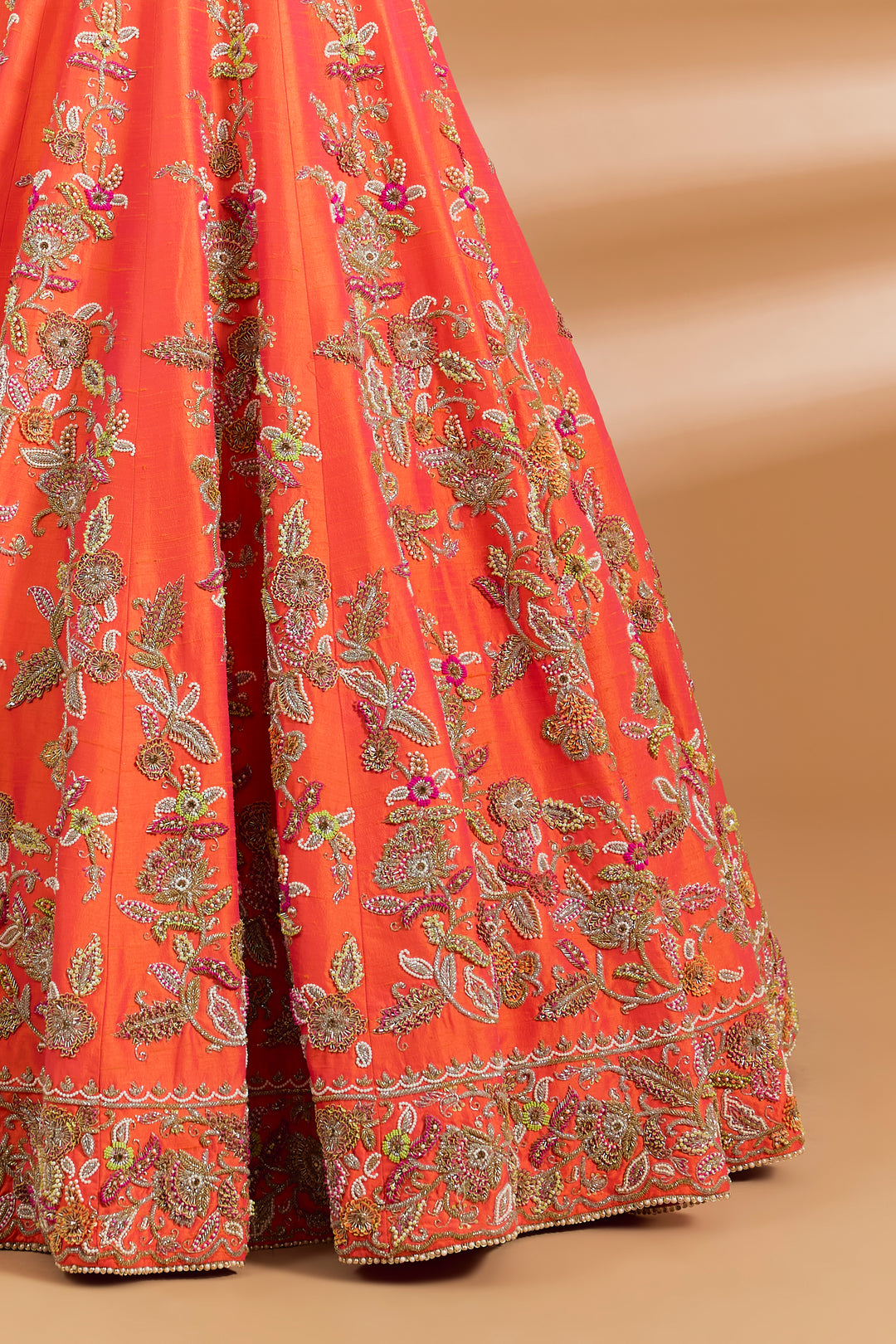 Multicolored Couture Lehenga Set - ORANGE - Lehengas - image 4