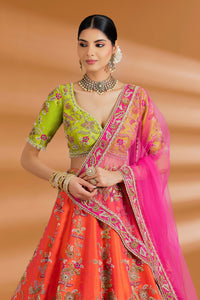 Multicolored Couture Lehenga Set - ORANGE - Lehengas - image 5