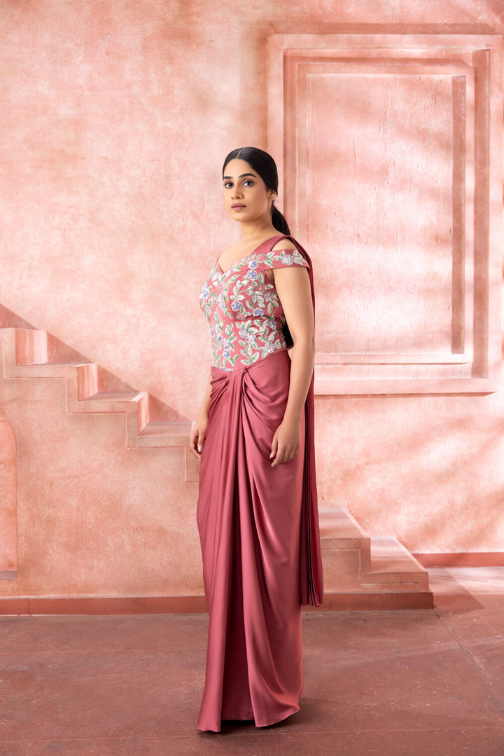 Blush Saree Gown