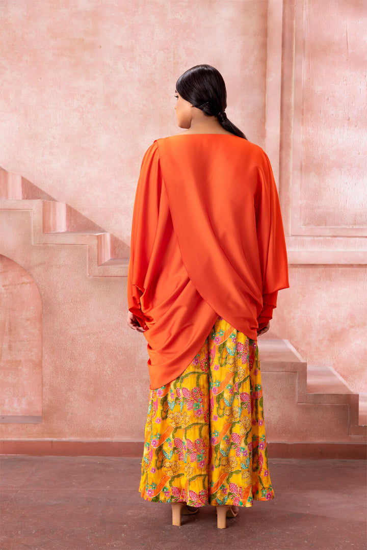 Deviya- Orange and Mustard Yellow Palazzo Set