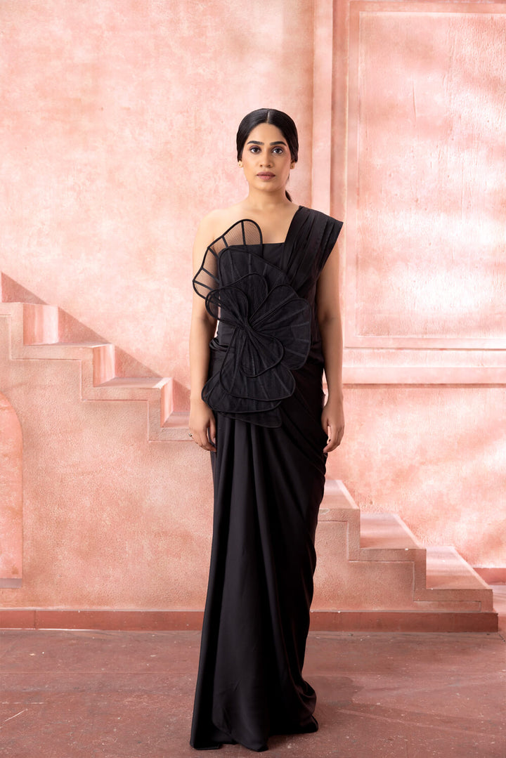 Midnight Noir Saree Gown