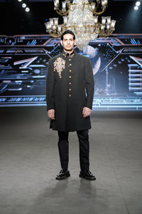 Rajmode - Regal Black Sherwani Set - NSL FASHION PVT LTD