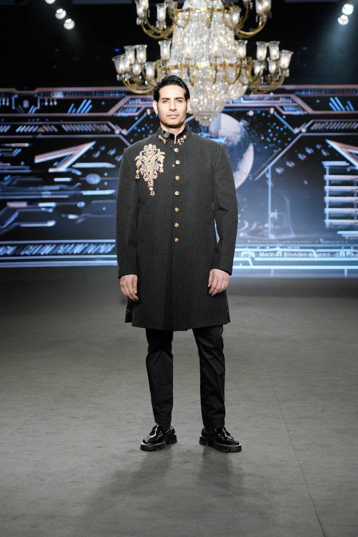Rajmode - Regal Black Sherwani Set - NSL FASHION PVT LTD