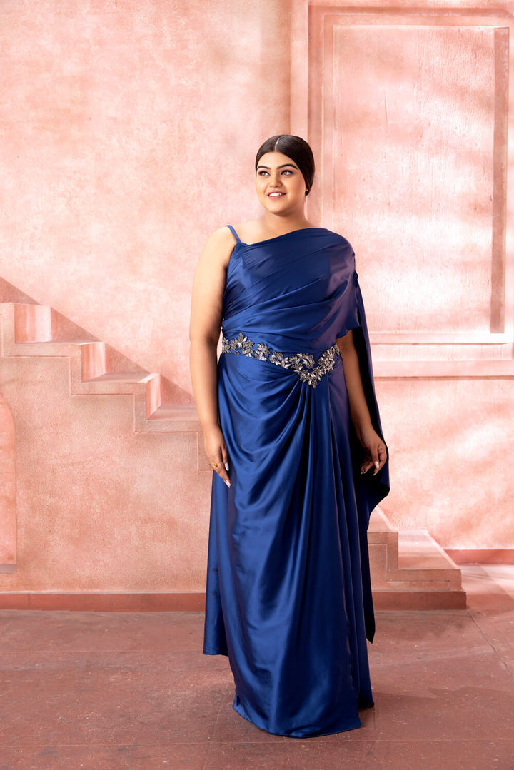 Sapphire Blue Saree Gown - NSL FASHION PVT LTD