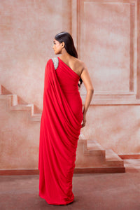 Scarlet - Scarlet Red One Shoulder Gown - NSL FASHION PVT LTD