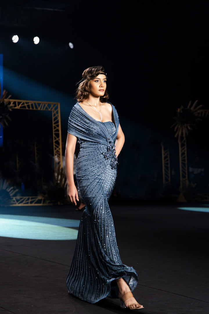 Selene _ Smokey Grey Evening Gown - NSL FASHION PVT LTD