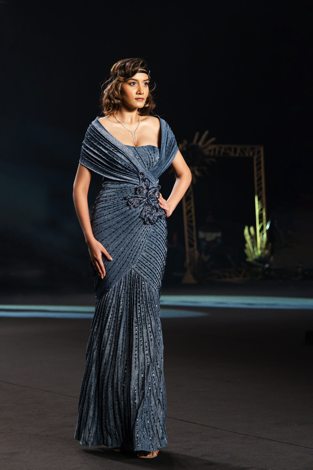 Selene _ Smokey Grey Evening Gown - NSL FASHION PVT LTD