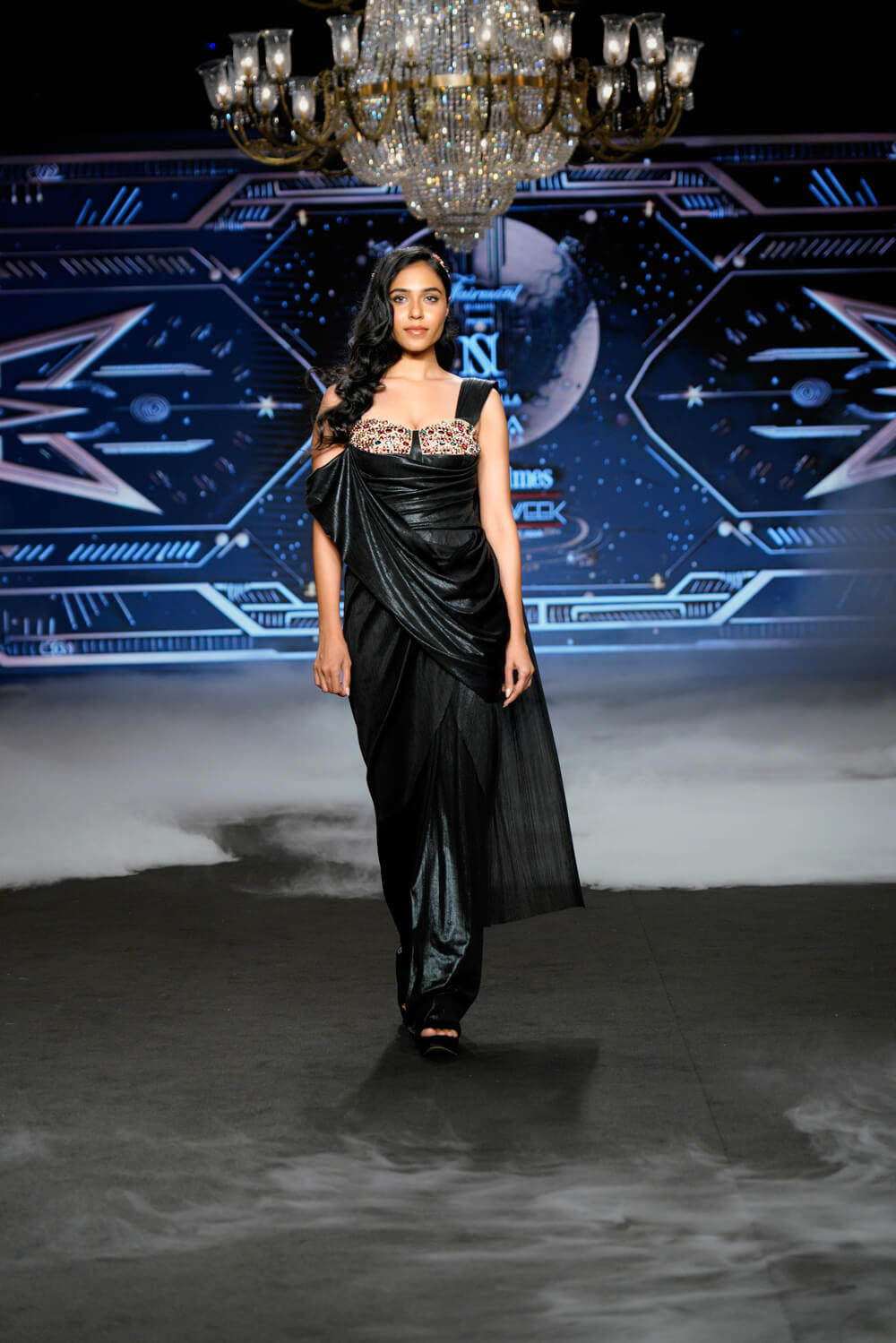 Shaya - Black Embellished Saree Gown - NSL FASHION PVT LTD