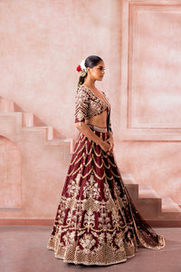 Sitara- Cocoa Maroon Lehenga - NSL FASHION PVT LTD