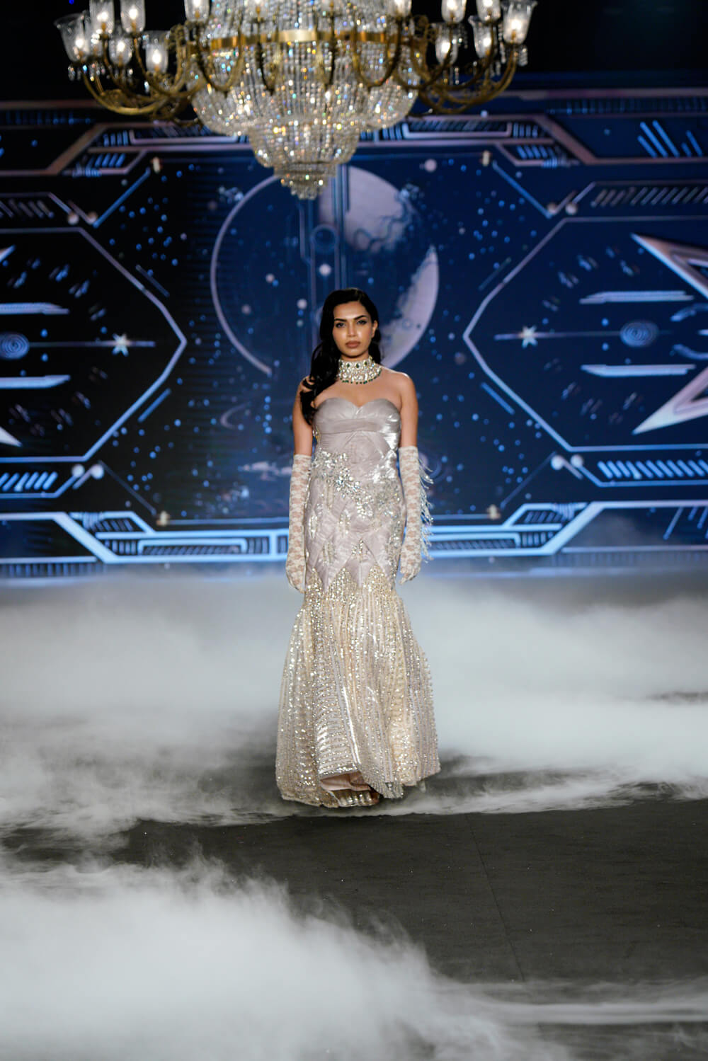 Soleil - Pearl White Embellished Gown - NSL FASHION PVT LTD