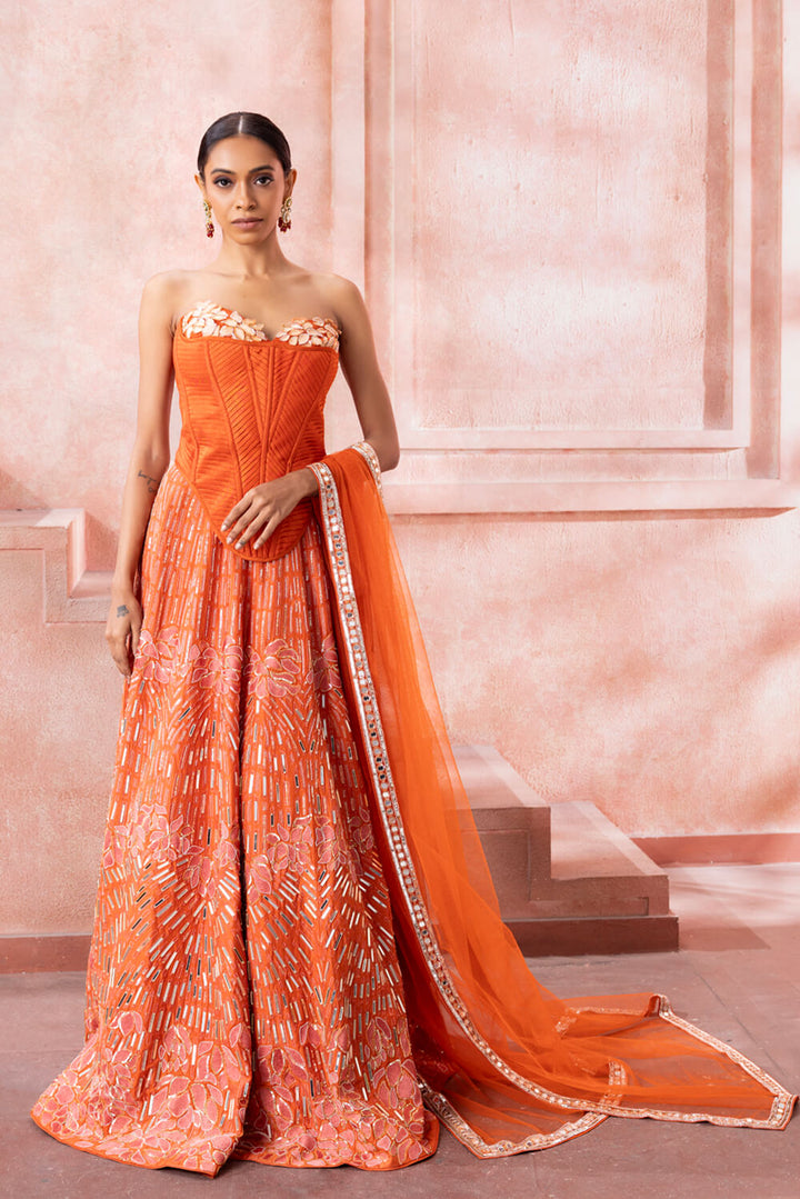 Tangerine Aura - Skirt Set - NSL FASHION PVT LTD