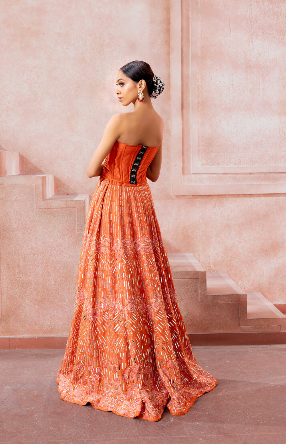 Tangerine Aura - Skirt Set - NSL FASHION PVT LTD