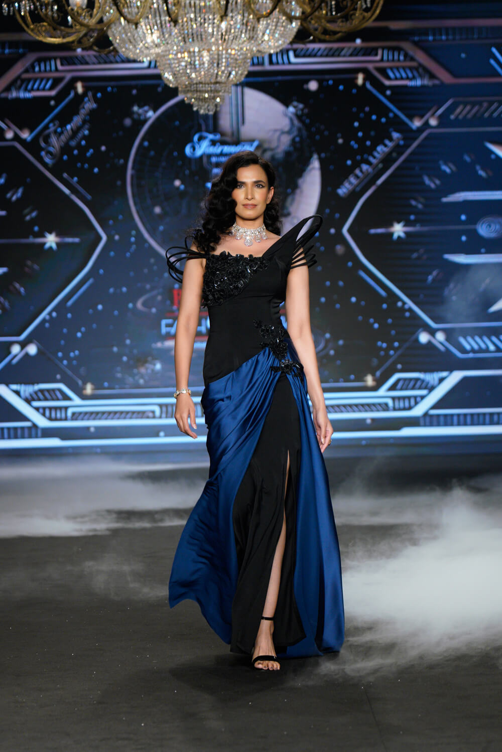Zelda - Charmuse Satin Asymmetric Gown - NSL FASHION PVT LTD