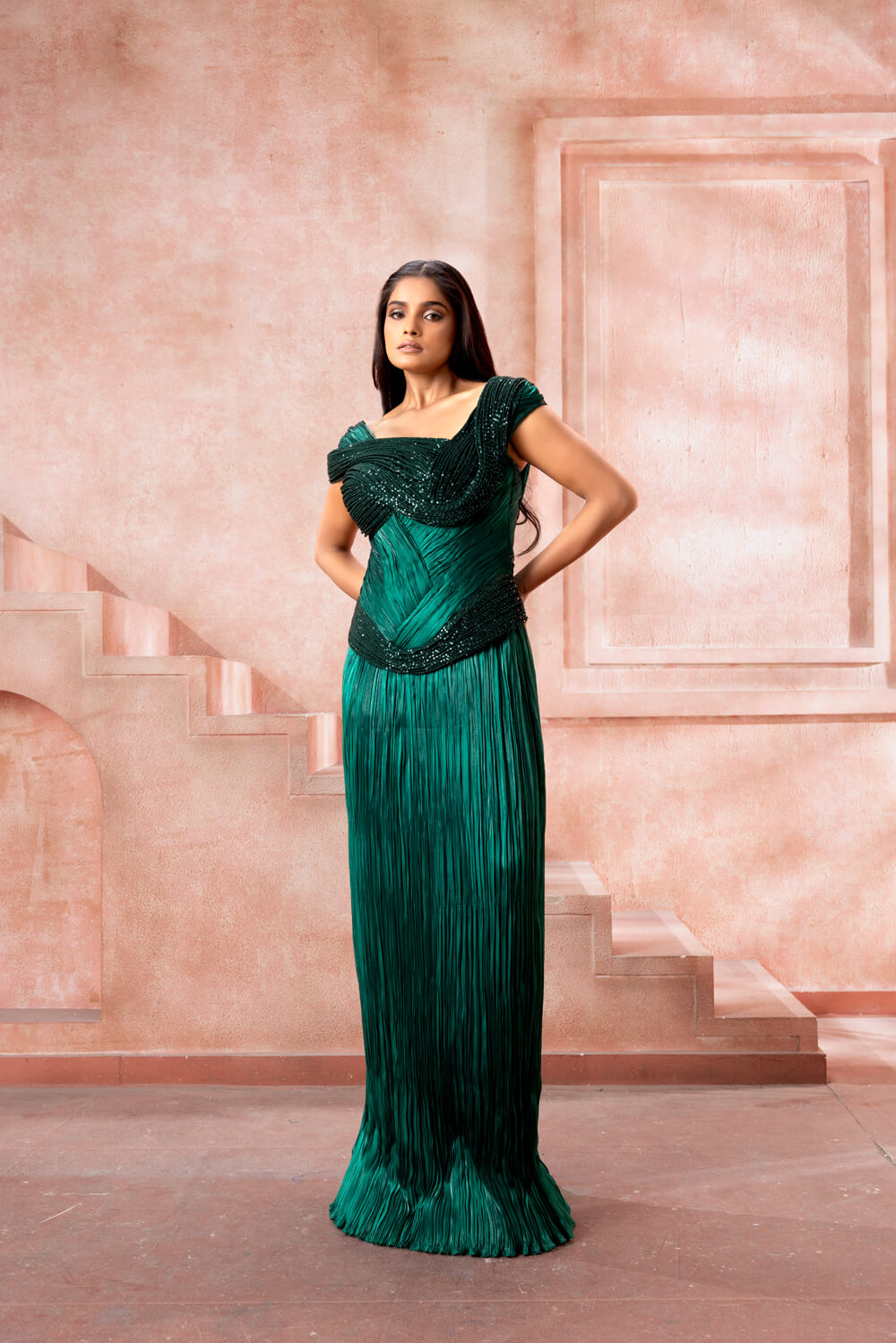 Zelenia - Emerald Gown - NSL FASHION PVT LTD