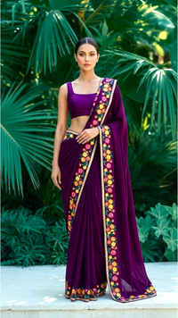 Plum Floral Saree
