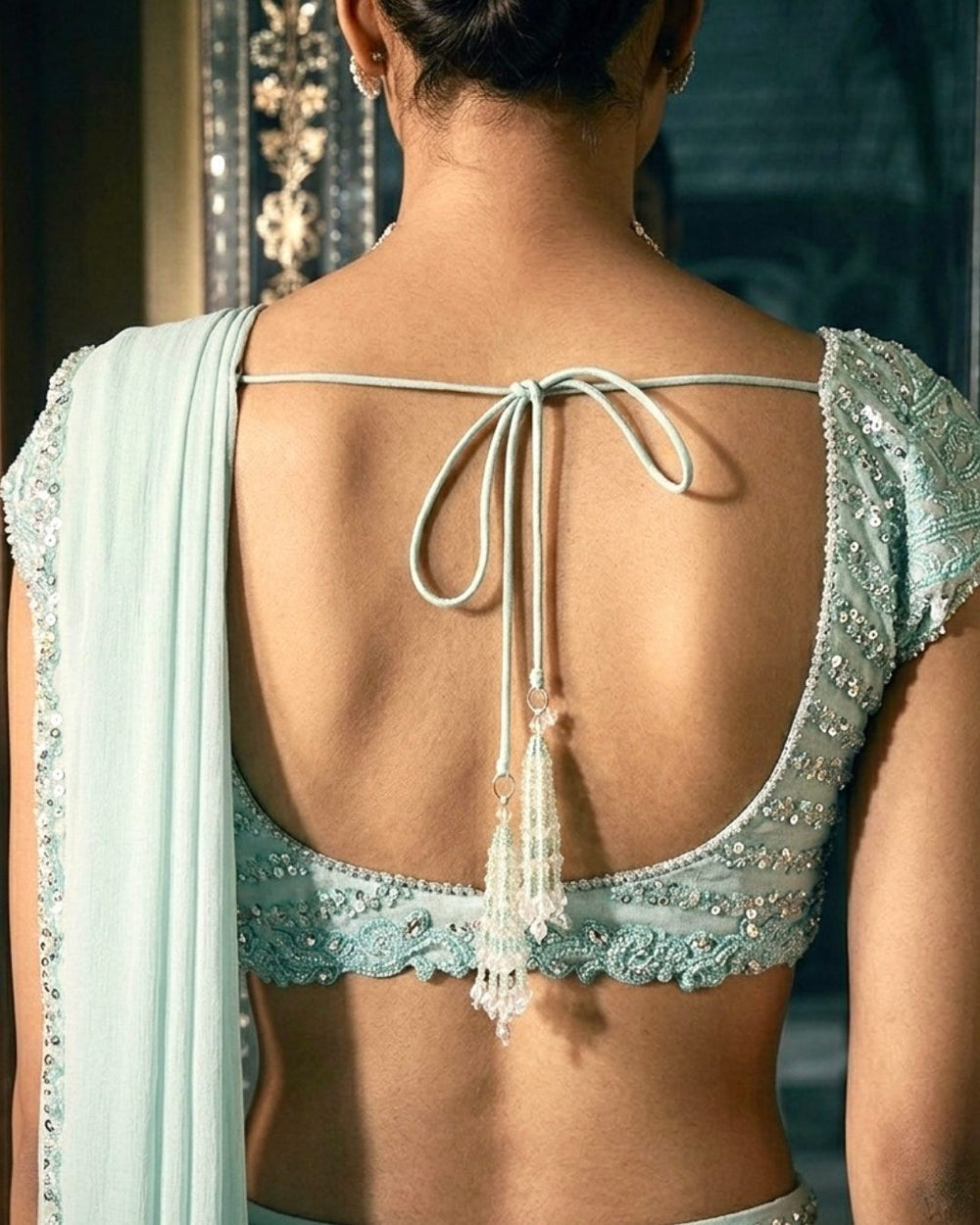 Summer Luxe '26 Pre-draped Concept Saree | Aqua Mist
