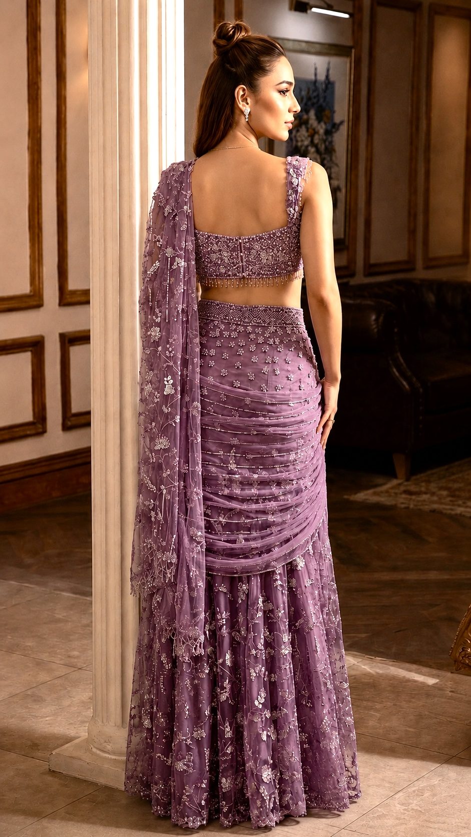 Summer Luxe '26 Pre-draped Concept Saree | Dusty Mauve