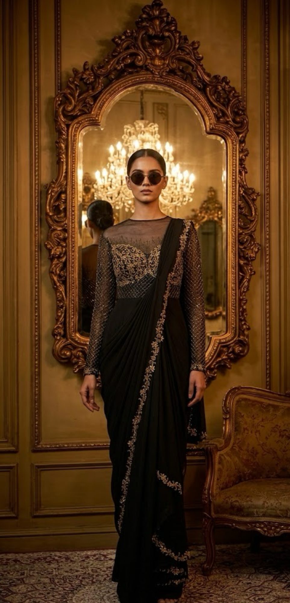 Summer Luxe '26 Pre-draped Concept Saree | Ebony Black