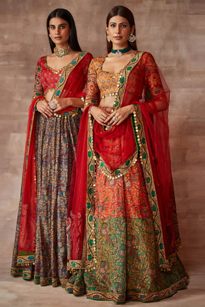 Bahar- Kalam ki chamak lehenga set- Multicolored