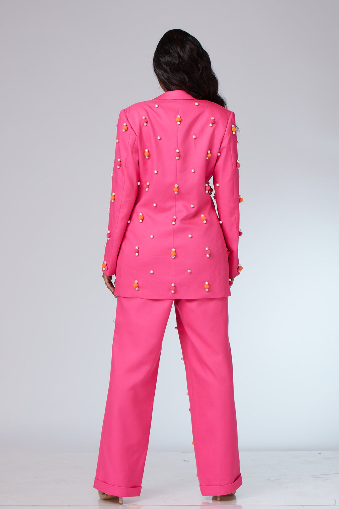 Hot Pink Twill 3-piece suit - NSL FASHION PVT LTD