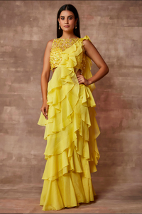 Marigold - Mehr saree set - Sunshine Yellow - NSL FASHION PVT LTD