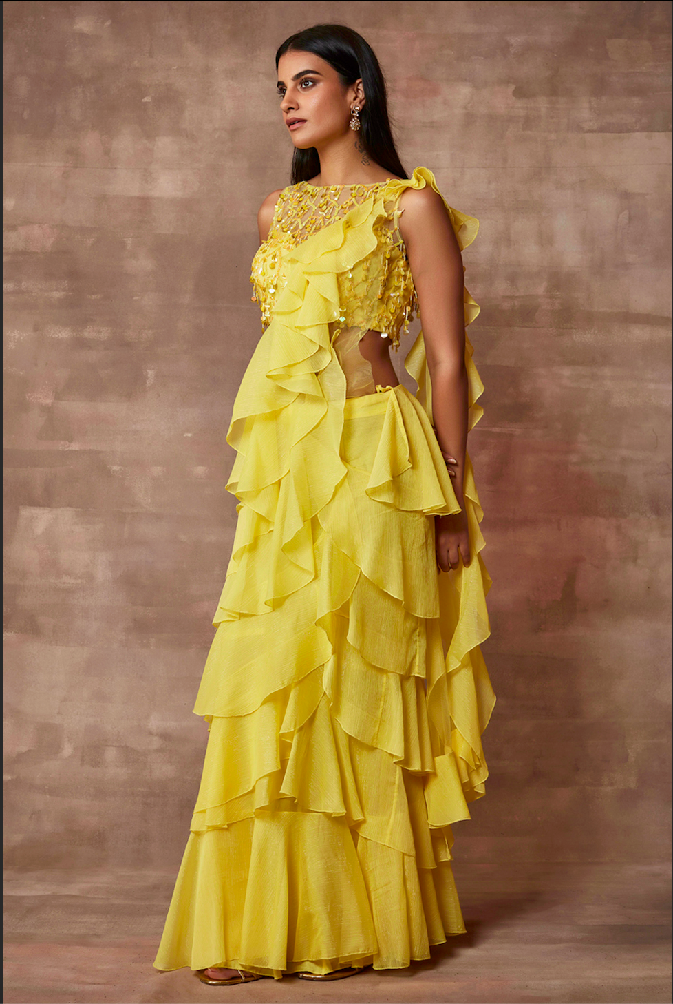 Marigold - Mehr saree set - Sunshine Yellow - NSL FASHION PVT LTD