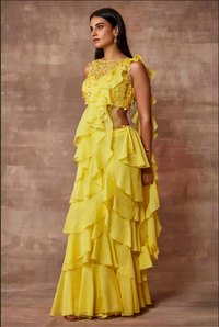 Marigold - Mehr saree set - Sunshine Yellow - NSL FASHION PVT LTD