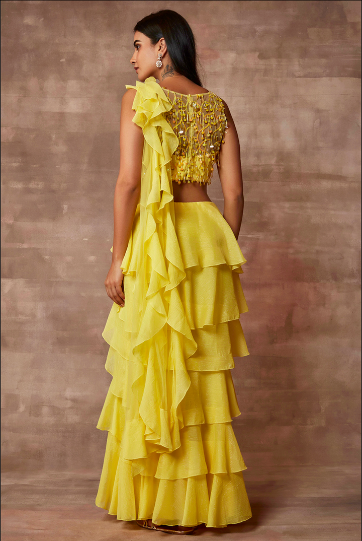 Marigold - Mehr saree set - Sunshine Yellow - NSL FASHION PVT LTD