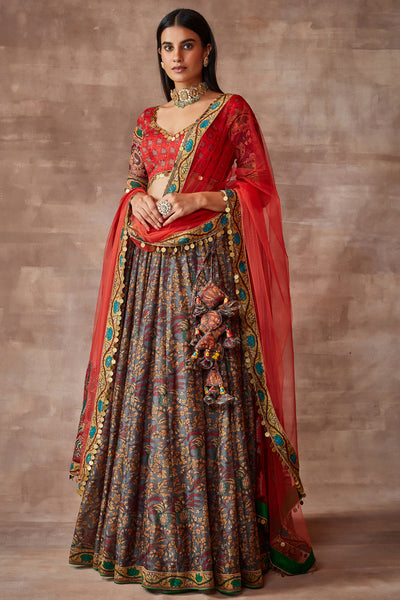 Bahar- Kalam ki chamak lehenga set- Multicolored