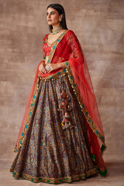 Bahar- Kalam ki chamak lehenga set- Multicolored