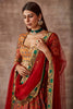 Bahareh- Kalam ki chamak lehenga set- Vermilion, Multicolored