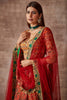 Bahareh- Kalam ki chamak lehenga set- Vermilion, Multicolored